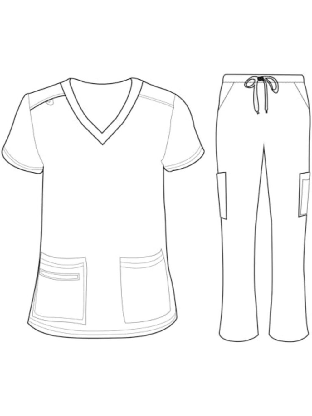 Women's Stretch V-Neck Scrub Top & Cargo Pants Set - Regular & Petite Sizes - Picture 6 of 6